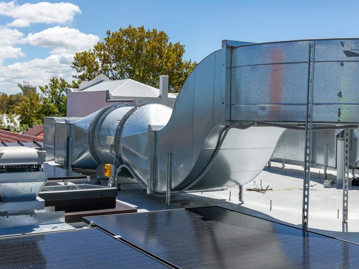Rooftop mechanical ventilation ductwork and plenum