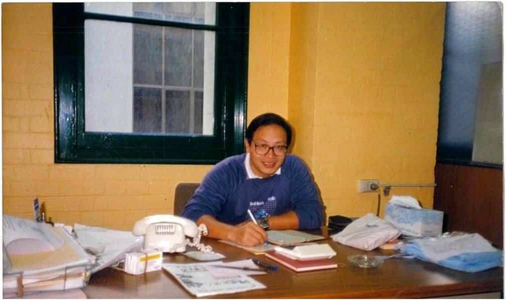 Kevin Cheung at his first office in Chinatown, 1990